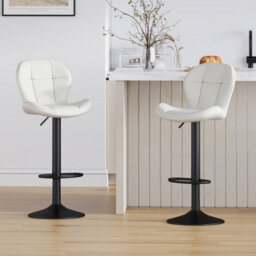 MCC Direct Set Of 2 Height Adjustable Kitchen Bar Stool Breakfast Chairs With Footrest Cream - Stella - thumbnail 5
