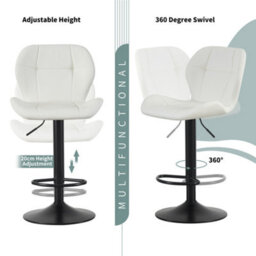 MCC Direct Set Of 2 Height Adjustable Kitchen Bar Stool Breakfast Chairs With Footrest Cream - Stella - thumbnail 3