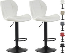 MCC Direct Set Of 2 Height Adjustable Kitchen Bar Stool Breakfast Chairs With Footrest Cream - Stella - thumbnail 1