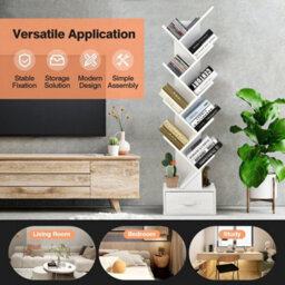 10 Tiers Bookshelf Display Bookcase Tree Shaped Storage Rack Shelves - thumbnail 4