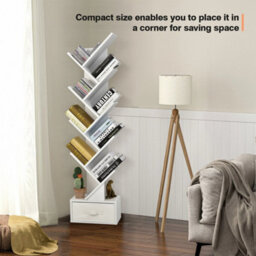 10 Tiers Bookshelf Display Bookcase Tree Shaped Storage Rack Shelves - thumbnail 5