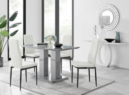 Furniturebox Uk Imperia 4 Grey Dining Table And 4 White Milan Black Leg Chairs - thumbnail 1