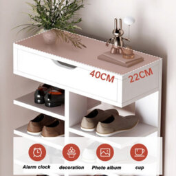 White 9 Tier Narrow Shoe Storage Cabinet With Drawer - Standing Shoe Rack Unit For Hallway - thumbnail 6