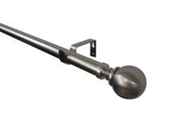 GoodHome Athens Satin Grey Nickel Effect Extendable Ball Single Curtain Pole Set, (L)2000mm-3300mm (Dia)28mm - thumbnail 3