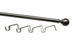 GoodHome Athens Satin Grey Nickel Effect Extendable Ball Single Curtain Pole Set, (L)2000mm-3300mm (Dia)28mm - thumbnail 2