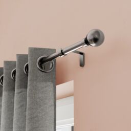 GoodHome Athens Satin Grey Nickel Effect Extendable Ball Single Curtain Pole Set, (L)2000mm-3300mm (Dia)28mm - thumbnail 4