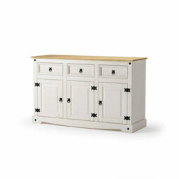 Mews Corona White Sideboard 3 Door 3 Drawer Mexican Solid Pine Wood - thumbnail 4