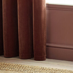 Yard Heavy Chenille Velvet Room Darkening Eyelet Curtain Pair Nutmeg (W)117Cm X (D)137Cm - thumbnail 3