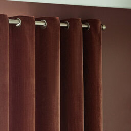 Yard Heavy Chenille Velvet Room Darkening Eyelet Curtain Pair Nutmeg (W)117Cm X (D)137Cm - thumbnail 2