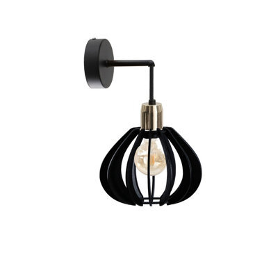 Luminosa Lighting Luminosa Gemma Wall Lamp Black, Gold, 20Cm, 1X E27