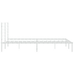 Berkfield Metal Bed Frame With Headboard White 200X200 Cm - thumbnail 7