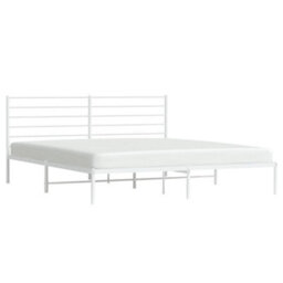 Berkfield Metal Bed Frame With Headboard White 200X200 Cm - thumbnail 4