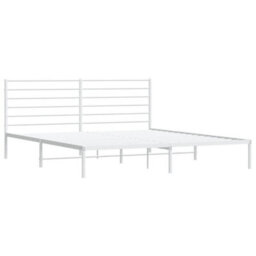 Berkfield Metal Bed Frame With Headboard White 200X200 Cm - thumbnail 5