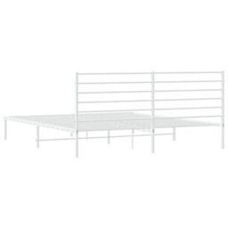 Berkfield Metal Bed Frame With Headboard White 200X200 Cm - thumbnail 8
