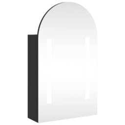 Berkfield Bathroom Mirror Cabinet With Led Light Arched Black 42X13X70 Cm - thumbnail 2