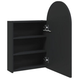 Berkfield Bathroom Mirror Cabinet With Led Light Arched Black 42X13X70 Cm - thumbnail 5