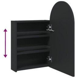 Berkfield Bathroom Mirror Cabinet With Led Light Arched Black 42X13X70 Cm - thumbnail 9