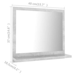 Berkfield Durable Bathroom Mirror Concrete Grey 40X10.5X37 Cm Engineered Wood - thumbnail 7