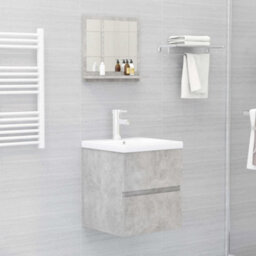Berkfield Durable Bathroom Mirror Concrete Grey 40X10.5X37 Cm Engineered Wood - thumbnail 6