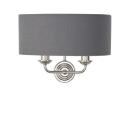 Luminosa Lighting Luminosa Highclere Shade Wall Lamp Bright Nickel Plate, Charcoal Fabric - thumbnail 6