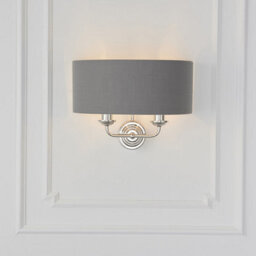 Luminosa Lighting Luminosa Highclere Shade Wall Lamp Bright Nickel Plate, Charcoal Fabric - thumbnail 5