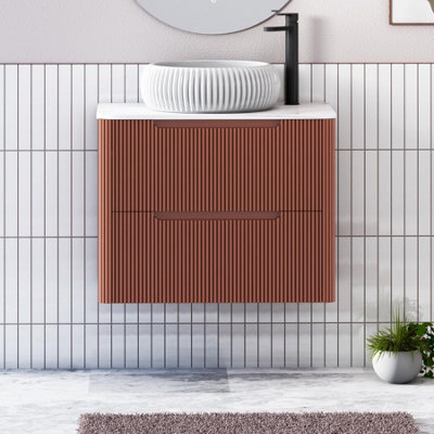 Royal Bathrooms Avenza 800mm Terracotta Clay Wall Hung Bathroom Countertop Vanity Unit 2 Drawer With Milan Basin - image 1