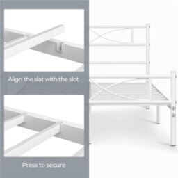 Yaheetech White 4Ft6 Double Metal Bed Frame With Curved Design Headboard And Footboard - thumbnail 7