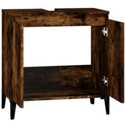 Berkfield Sink Cabinet Smoked Oak 58X33X60 Cm Engineered Wood - thumbnail 7