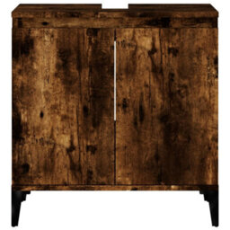 Berkfield Sink Cabinet Smoked Oak 58X33X60 Cm Engineered Wood - thumbnail 6