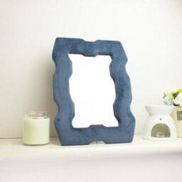 Royal Blue Soft Squiggly Wall And Table Mirror With Chunky Frame - thumbnail 1