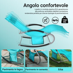 Sobuy Ogs28-Hbx2, Set Of 2 Outdoor Garden Rocking Sun Lounger Recliner Relaxing Chair With Headrest And Side Bag,blue,w147Xd63Xh85 - thumbnail 5