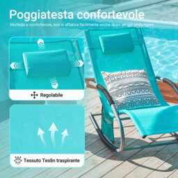 Sobuy Ogs28-Hbx2, Set Of 2 Outdoor Garden Rocking Sun Lounger Recliner Relaxing Chair With Headrest And Side Bag,blue,w147Xd63Xh85 - thumbnail 4