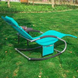 Sobuy Ogs28-Hbx2, Set Of 2 Outdoor Garden Rocking Sun Lounger Recliner Relaxing Chair With Headrest And Side Bag,blue,w147Xd63Xh85 - thumbnail 7