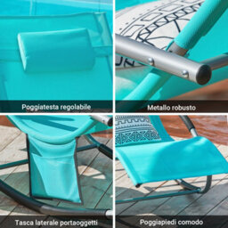 Sobuy Ogs28-Hbx2, Set Of 2 Outdoor Garden Rocking Sun Lounger Recliner Relaxing Chair With Headrest And Side Bag,blue,w147Xd63Xh85 - thumbnail 6
