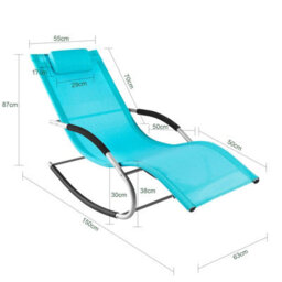 Sobuy Ogs28-Hbx2, Set Of 2 Outdoor Garden Rocking Sun Lounger Recliner Relaxing Chair With Headrest And Side Bag,blue,w147Xd63Xh85 - thumbnail 3
