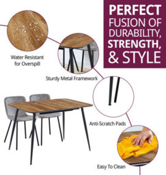 Hallowood Furniture Cullompton Large Extending Dining Table With 4 Taupe Faux Leather Chairs - thumbnail 2