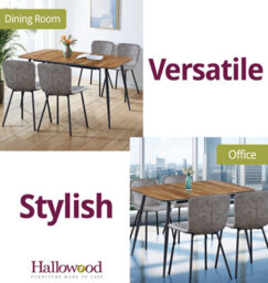 Hallowood Furniture Cullompton Large Extending Dining Table With 4 Taupe Faux Leather Chairs - thumbnail 7