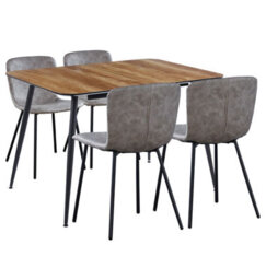 Hallowood Furniture Cullompton Large Extending Dining Table With 4 Taupe Faux Leather Chairs - thumbnail 9