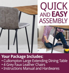Hallowood Furniture Cullompton Large Extending Dining Table With 4 Taupe Faux Leather Chairs - thumbnail 8
