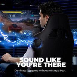 Gtplayer Gaming Chair With Speakers, Computer Chairs With Footrest Bluetooth Linkage, Ergonomic Height Adjustable Pc Chair, Red - thumbnail 4
