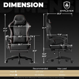 Gtplayer Gaming Chair With Speakers, Computer Chairs With Footrest Bluetooth Linkage, Ergonomic Height Adjustable Pc Chair, Red - thumbnail 3