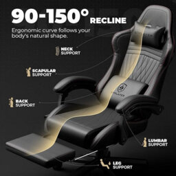 Gtplayer Gaming Chair With Speakers, Computer Chairs With Footrest Bluetooth Linkage, Ergonomic Height Adjustable Pc Chair, Red - thumbnail 5
