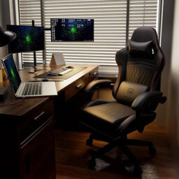 Gtplayer Gaming Chair With Speakers, Computer Chairs With Footrest Bluetooth Linkage, Ergonomic Height Adjustable Pc Chair, Red - thumbnail 2