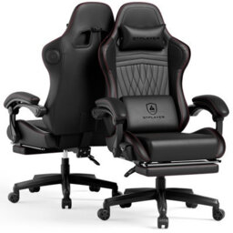 Gtplayer Gaming Chair With Speakers, Computer Chairs With Footrest Bluetooth Linkage, Ergonomic Height Adjustable Pc Chair, Red - thumbnail 1