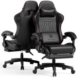 Luckracer Gaming Chair With Speakers, Computer Chairs With Footrest Bluetooth Linkage, Ergonomic Height Adjustable Pc Chair, Red