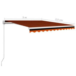 Berkfield Manual Retractable Awning 300X250 Cm Orange And Brown - thumbnail 7