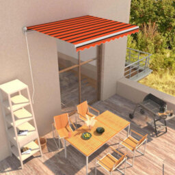 Berkfield Manual Retractable Awning 300X250 Cm Orange And Brown - thumbnail 1