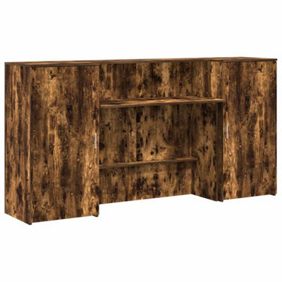 Berkfield Durable Reception Desk Smoked Oak 200X50X103.5 Cm Engineered Wood