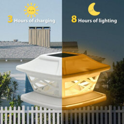 Taylor & Brown 2 Pack Solar Led Post Lights, Waterproof Ip65, Square Cap Lamps For Patio Fence Deck, Fits 4X4 5X5 6X6 Post (White) - thumbnail 8