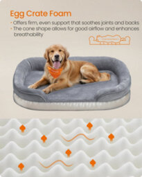 LEDREM Dog Bed, Large Orthopaedic Dog Sofa Bed, 106 X 76 X 18 Cm, Egg Crate Foam, Waterproof Liner, Raised Edges,light Grey - thumbnail 4
